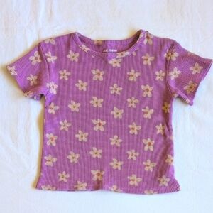 joe fresh purple floral waffle knit t-shirt 4T toddler girls